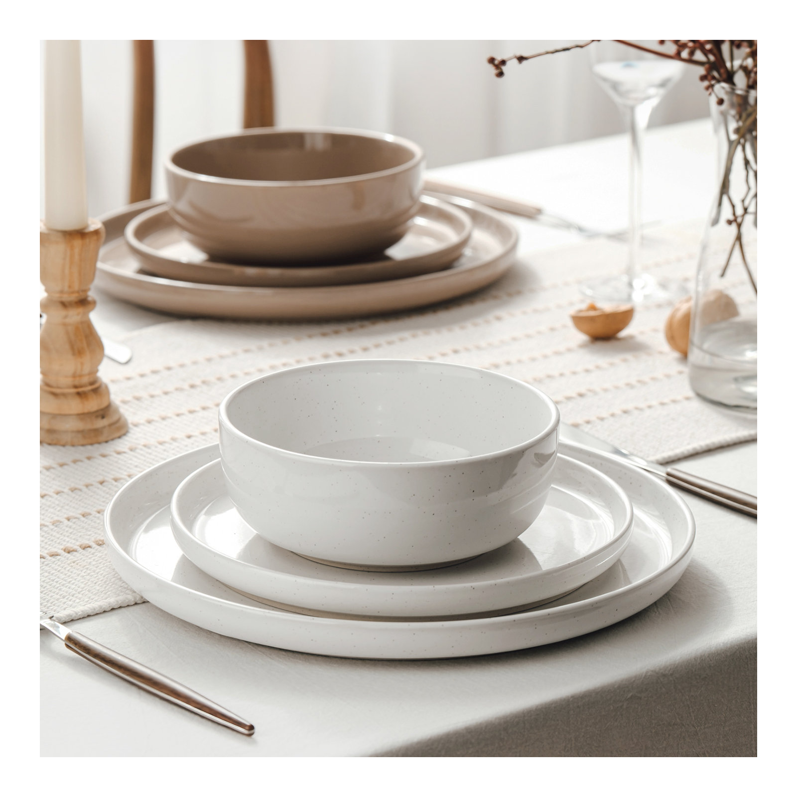 12 Piece Dinnerware Set - Service for 4, Multicolor