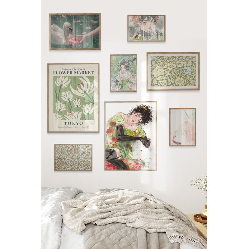 Peinture décorative encadrée (8 pièces), Brun