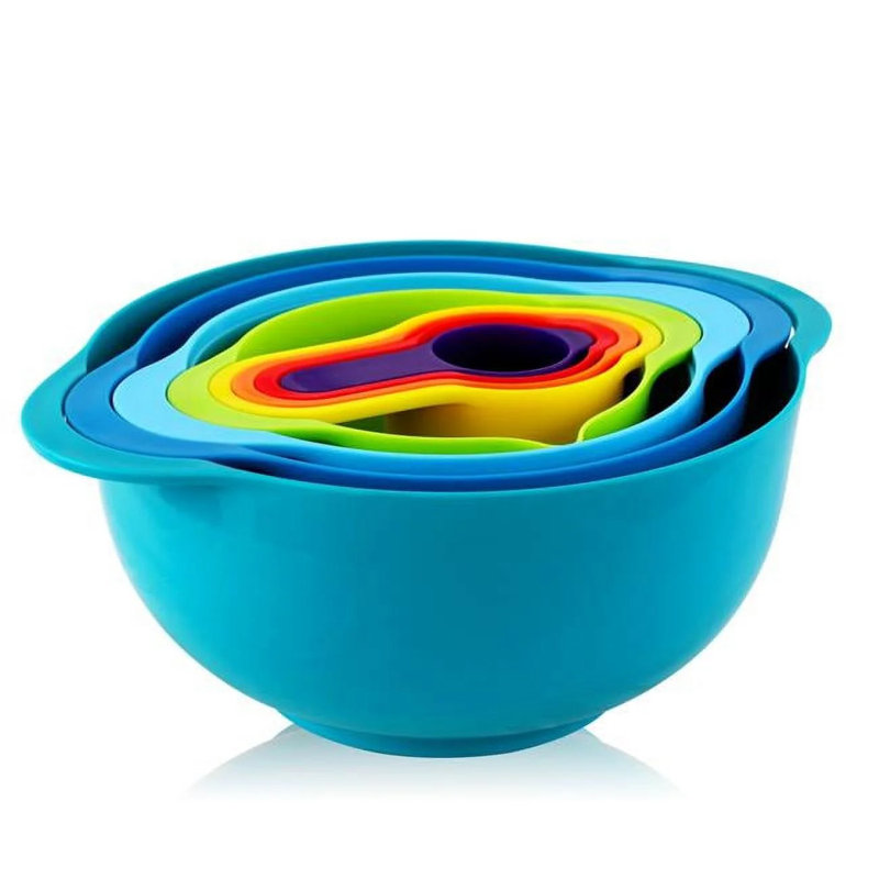 Ensemble de bols à mélanger et de tasses à mesurer empilables Megachef - Ensemble de 8 bols de cuisine et outils de cuisson avec base antidérapante sans BPA