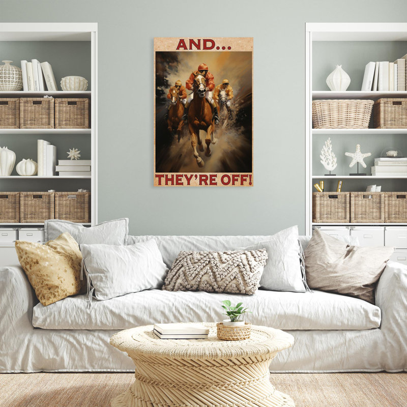 Horse Racing And They Re Off, H 14 po x l 11 po x P 1,25 po