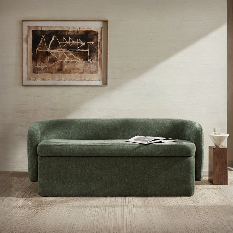 Banc de rangement avec dossier à dossier fileté sans assemblage 61 po Heidi, Green