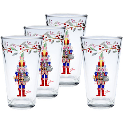 Fiesta Nutcracker Giver 16-ounce Tapered Cooler Glass Set Of 4 In Red