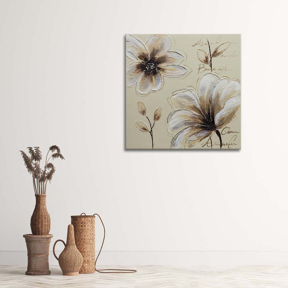 Leinwandbild Flowers Beige Natura