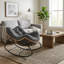 Chaise berçante surdimensionnée moderne en osier Biyanca, chaise de patio intérieure coussinée pour l'extérieur de 39 po, structure en acier thermolaqué-57376781