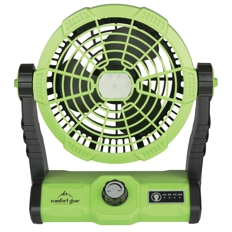 Comfort Gear 8 Inch Rechargeable Electric Fan, LED, 160° Tilt, Indoor/Outdoor - FRC25