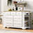 Kitchen Island With 6 Drawers, Pull Out Trash Can Storage, Rolling Kitchen Island On 5 Wheels With Drop Leaf, Power Outlet, 5 Open Side Racks For Kitchen, Dining Room-2005223645