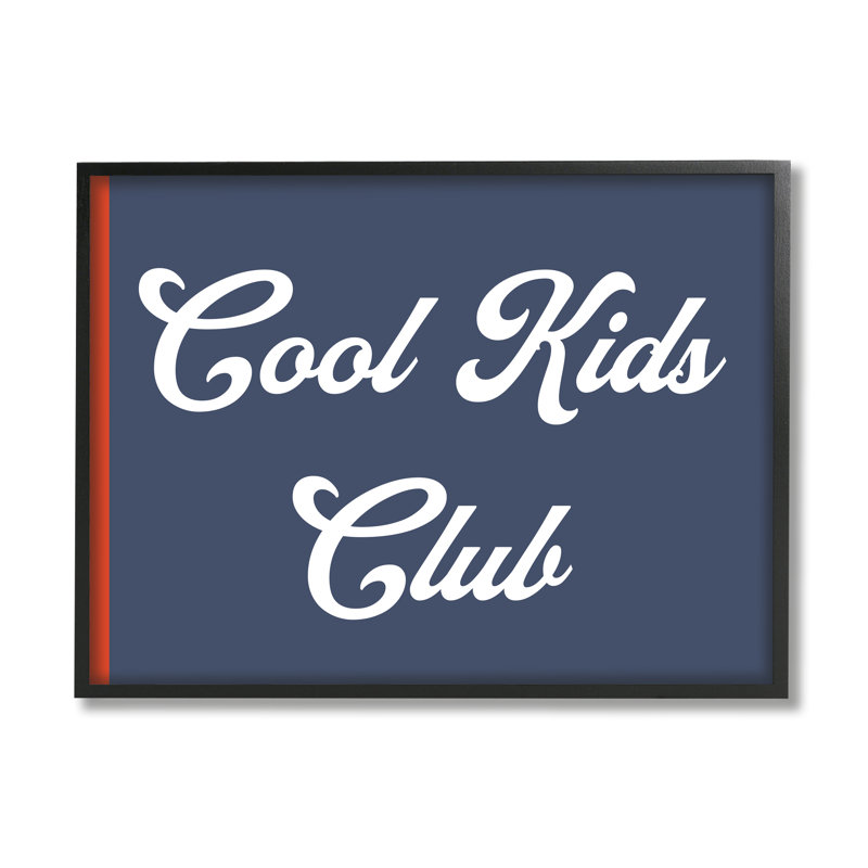 «Cool Kids Club», art audacieux, H 11 po x l 14 po x P 1,5 po, Giclée encadrée noir minuit