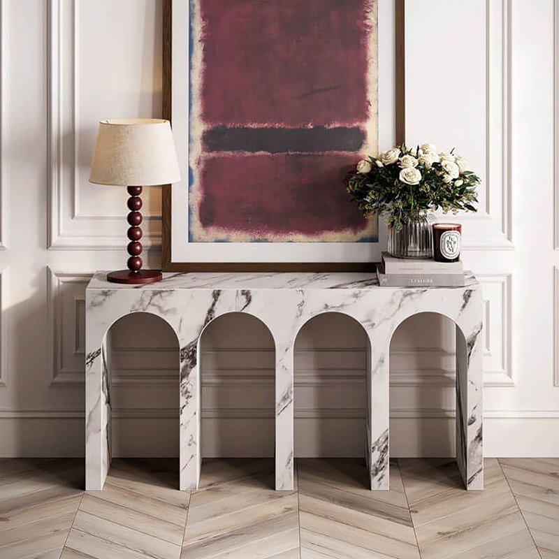 Console contemporaine ECC en béton de qualité contractuelle - blanc bulgari