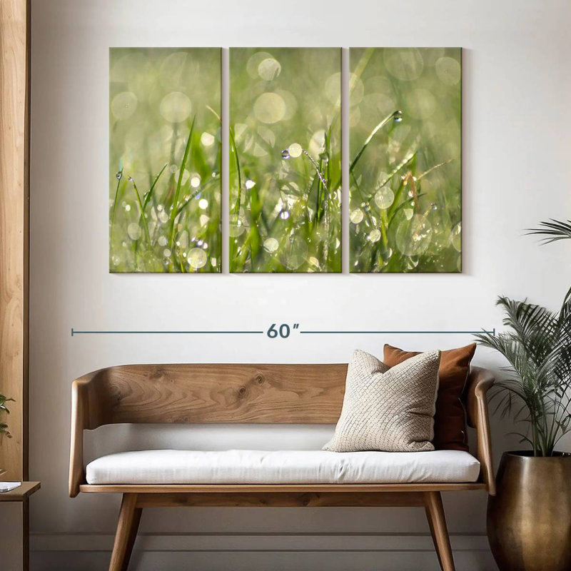 Harnek Raindrops On Grass Abstract, 32" H x 50" W