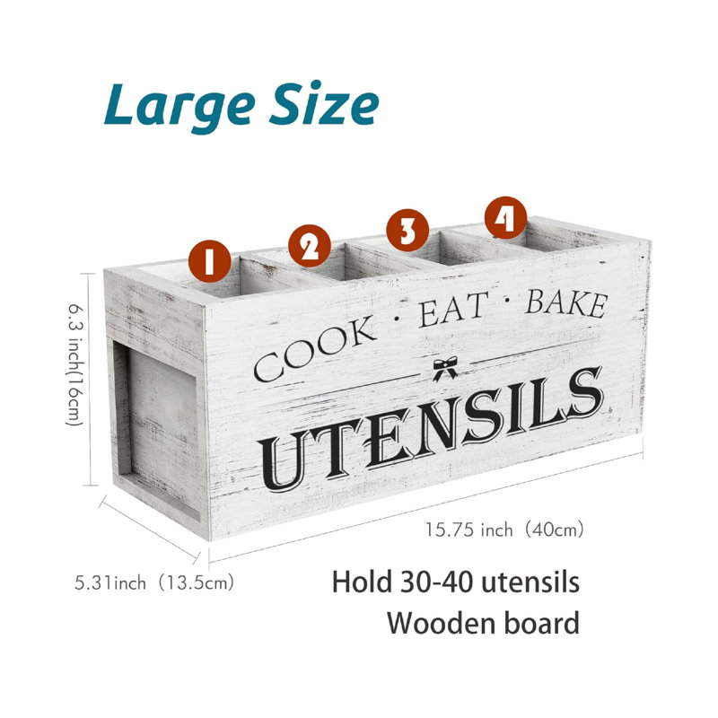 Wood Rectangle Flatware Caddy