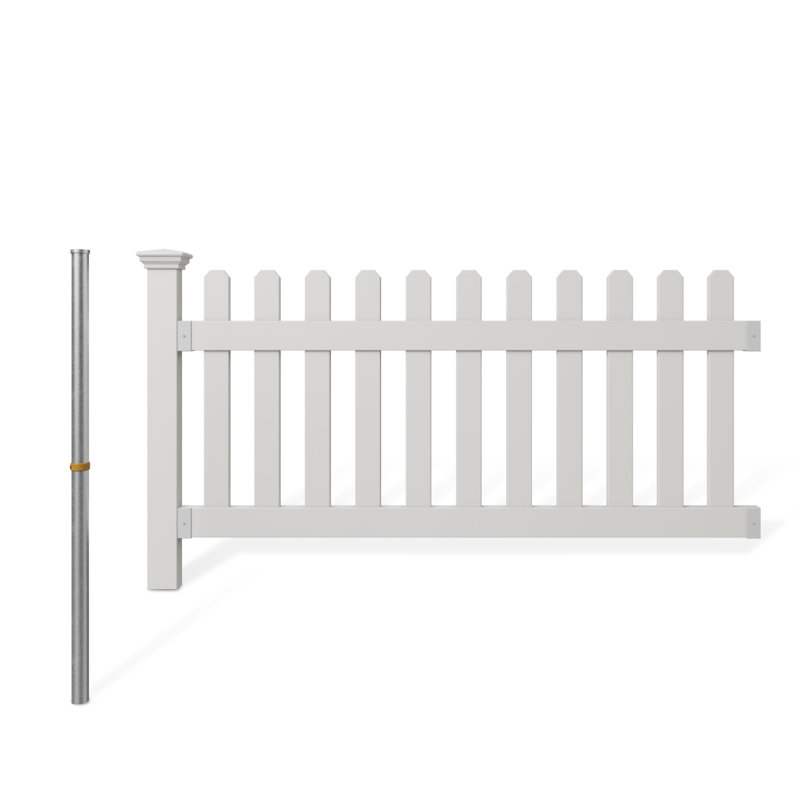 3ft H x 6ft W White Vinyl No Dig Picket Fence Panel
