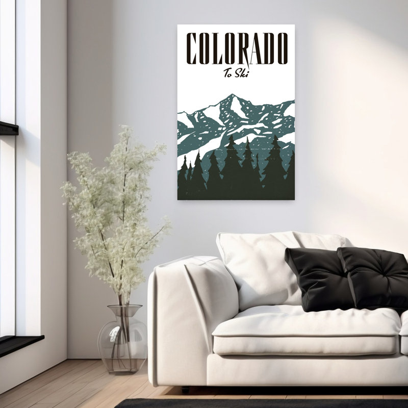Contemporary Art Bold Retro Serene Pine Tree Forest Landscape Wall Art 1 Piece Wrapped Canvas Wall Art