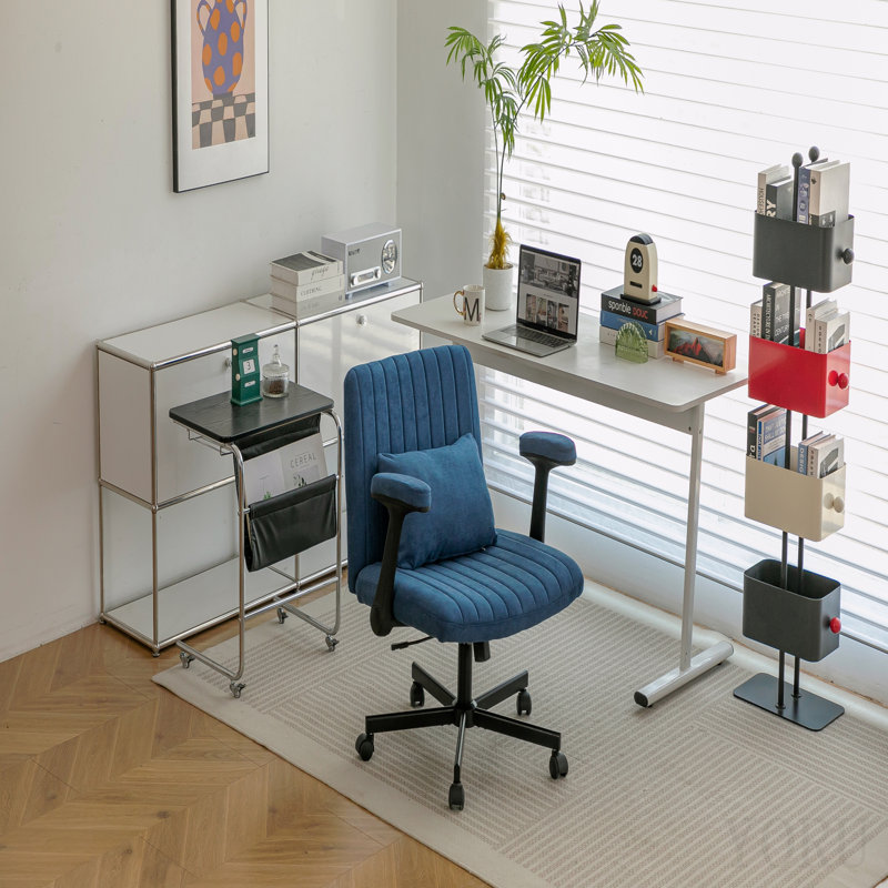 Modern Linen Blue Criss Cross Armrest Office Chair - Product Details
