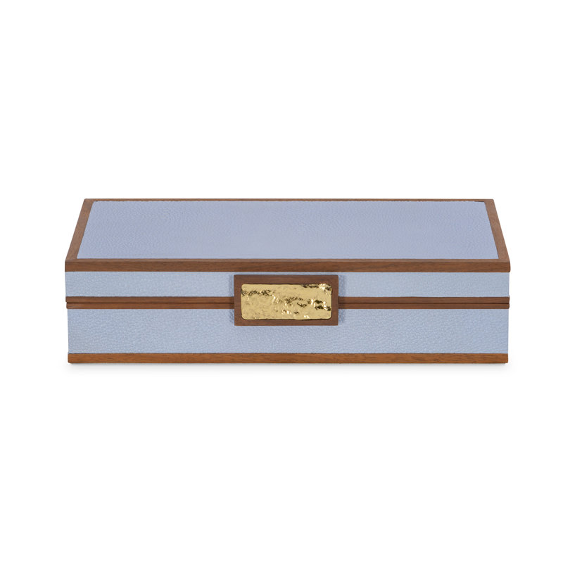 Embossed Leather Decorative Box, Light Blue