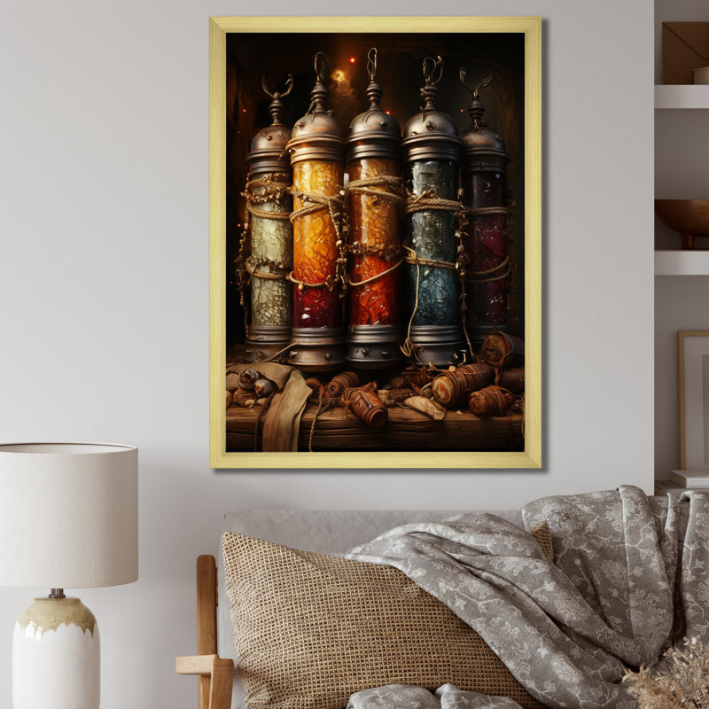 Pratto Hebrew Torah Scrolls, reproduction d'art sur toile, H 40 po x l 30 po x P 1,5 po, Encadrement doré