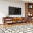 Rattan TV Stand With 3 Cabinets & 2 Drawers, Media Console Table For Tvs Up To 80" With LED Light, Entertainment Center