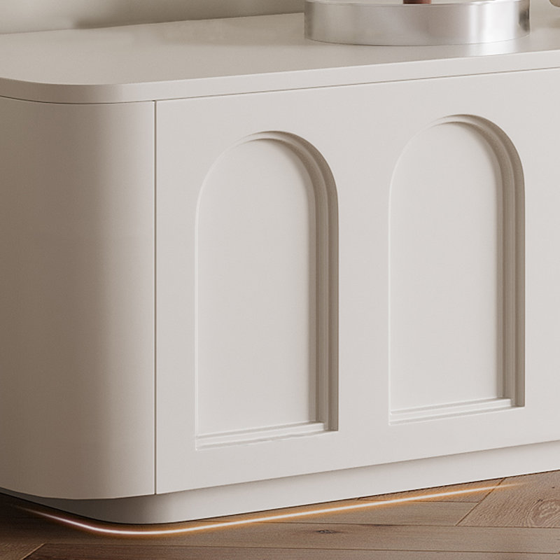 TV Stand and Coffee Table Set with Enclosed Bottom, White