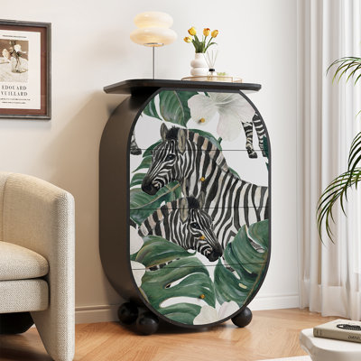 Vitrine en bois massif à motif animalier