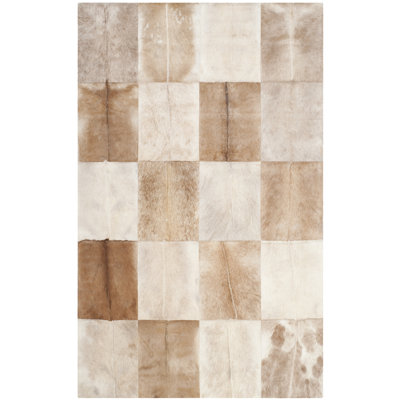 Tapis géométrique en cuir tissé à la main Fazeley Studio