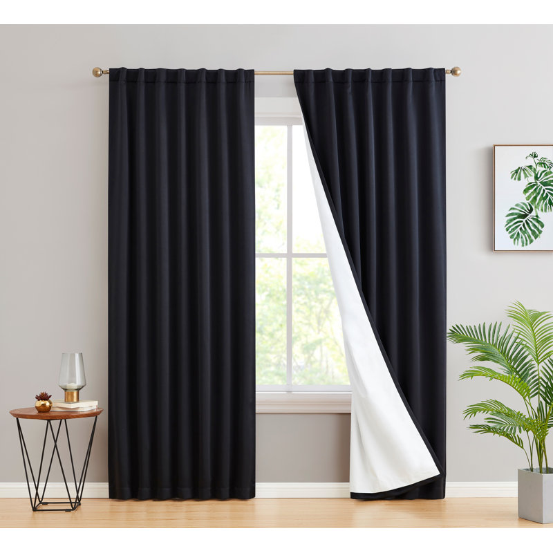 Arbas Curtain Pair, Black, 42" W x 84" L