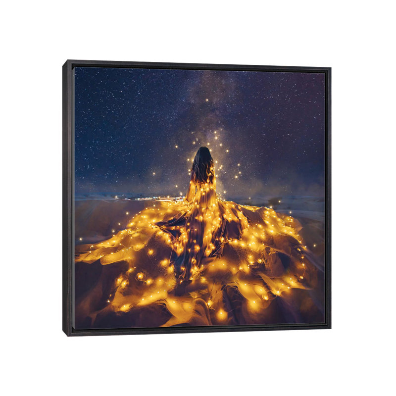 «The Desert Constellation» - Reproduction, H 18 po x l 18 po x 1,5 po, Toile avec cadre noir patiné