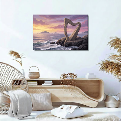 Harp Ocean Canvas Wall Art Oil Painting Print Set Of 1