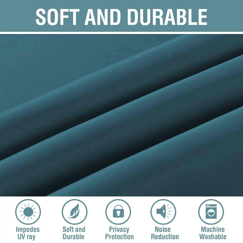 Room Darkening Curtains for Bedroom 42"/52" Wide Curtains Thermal Insulated 100”/120“/180” Wide Long Room Darkening  Curtains for Living Room Outdoor Privacy Energy Saving Curtains for Patio Door Grommet 1 Panel