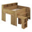 Lit mezzanine double avec bureau et cadre de lit mezzanine en bois avec DEL et plusieurs tablettes de rangement-446076410