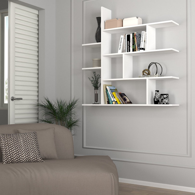 Tablette décorative 7 pièces avec tablettes réglables, Blanc