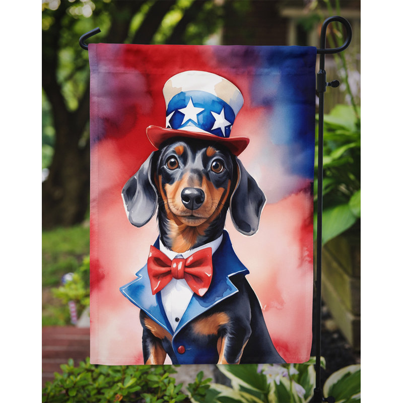 Drapeau patriotique du jardin américain, Teckel noir multicolore