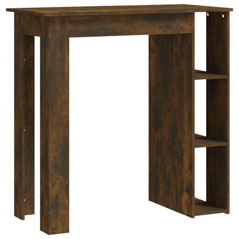 Bar Table Kitchen Pub Table Bistro Table with Shelf Engineered Wood, Smoked Oak