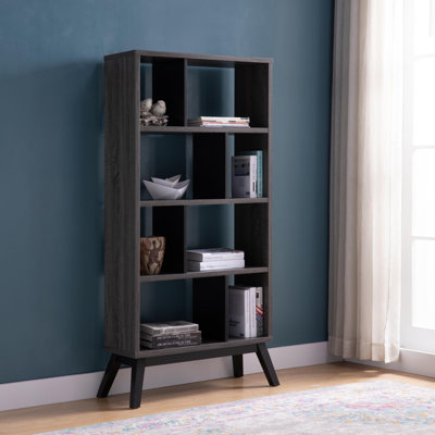 Mid-Century Modern 4 Tier Bookcase, Bookshelf Display Storage