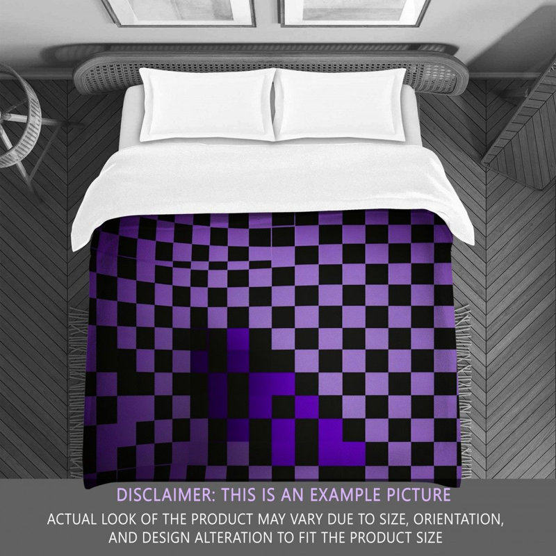 Polyester Comforter, Twin Comforter, Black/Purple Checkered
