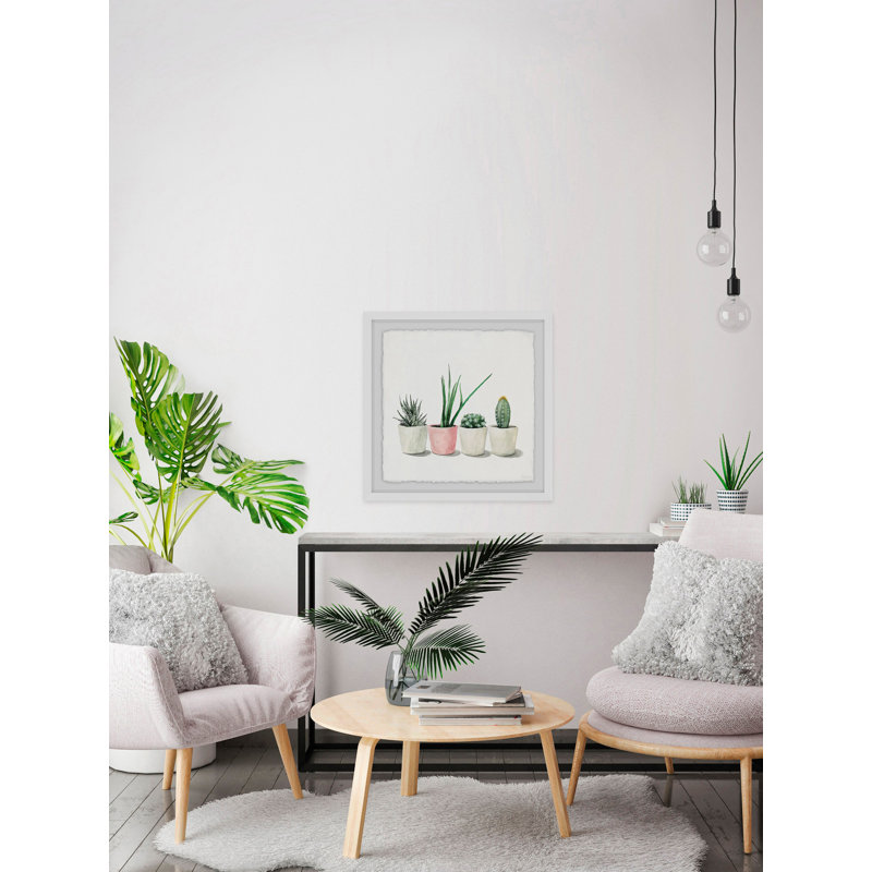 Potted Succulents by Parvez Taj - Single Picture Frame Painting, 30cm H x 30cm W