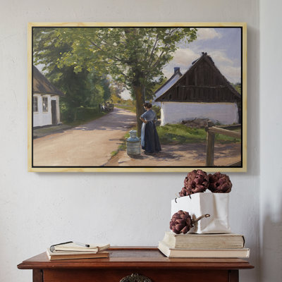 Rue danoise de village avec une femme et un laitier, 1880 - Hans Andersen Brendekilde, toile tendue avec châssis
