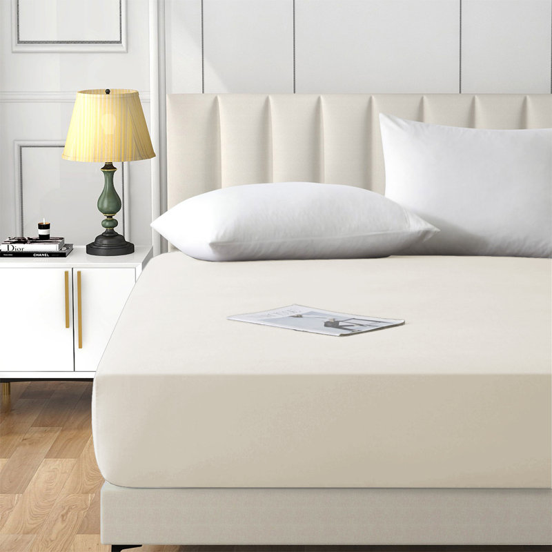 Brushed Microfiber 40cm Deep Fitted Bed Sheet, Cream, Super King (6')