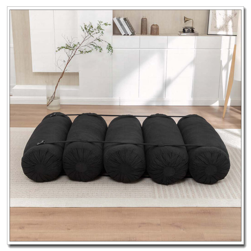 Chaise de plancher ajustable, canapé en velours côtelé avec sangles réglables, Noir