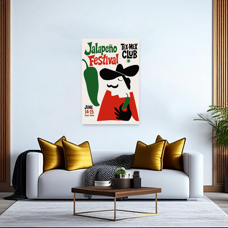 Jalapeapo Festival Fiesta Bold Contemporary Summer City Wall Art Print 1 Piece Wrapped Canvas Wall Art, 152.4cm H x 101.6cm W