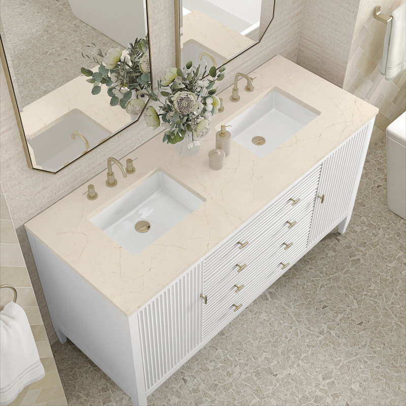 Myrrin 60'' W Double Vanity, Bright White, 8" Widespread, Siberian