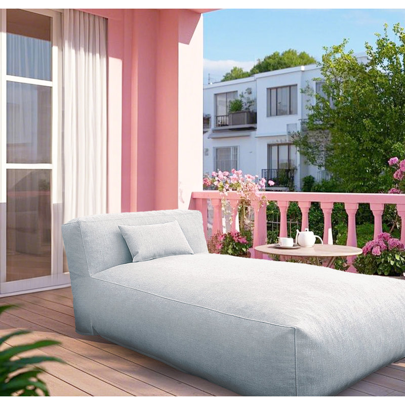 Light Gray 70 inch Patio Chaise Lounge, Modern Water-resistant Outdoor Daybed, Light Gray