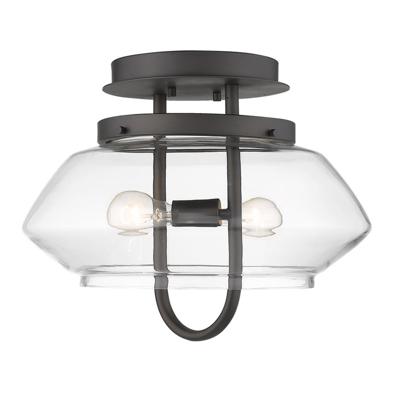 Mathes Glass Semi Flush Mount, Oil Rubbed Bronze