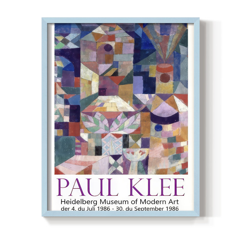 «Klee Posters I», reproduction encadrée - bois massif, H 21 po x l 17 po, Cadre bleu