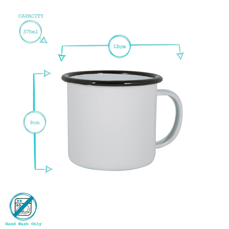 Enamelware Camping Mug, 6, White/Black