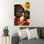 «Black Pretty Lady With Her Little Girl And Sunflowers - To My Granddaughter, Keep Me In Your Heart», reproduction d'art rectangulaire sur toile tendue 1 pièce