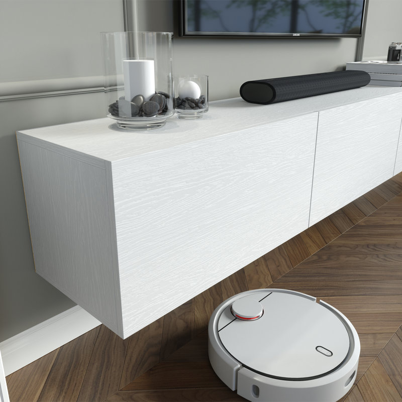 Meuble télé flottant Colima, Grain de bois blanc