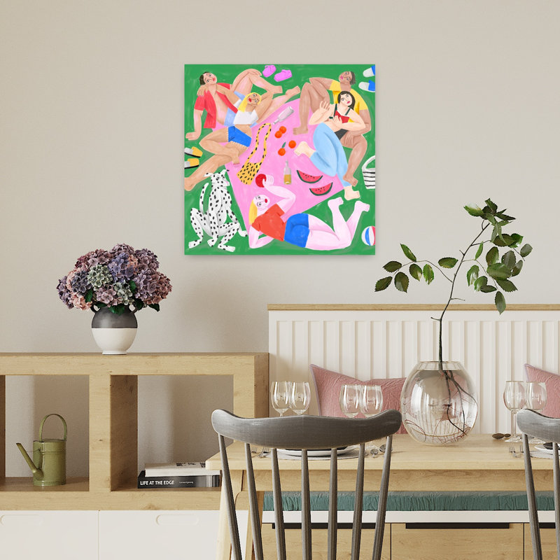 Art mural contemporain «Sur L Herbe», H 18 po x l 18 po