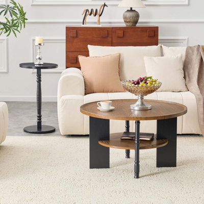 Ensemble de 2 tables basses et tables d'appoint rondes avec rangement et formage sous vide en PVC