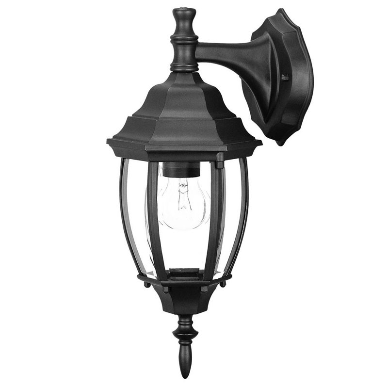 Hanging Globe Lantern Wall Light, Matte Black