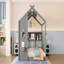 Lit, maisonnette pour tout-petits, Montessori pour enfants avec tablette de rangement, maisonnette avec toit, gris-1176205896
