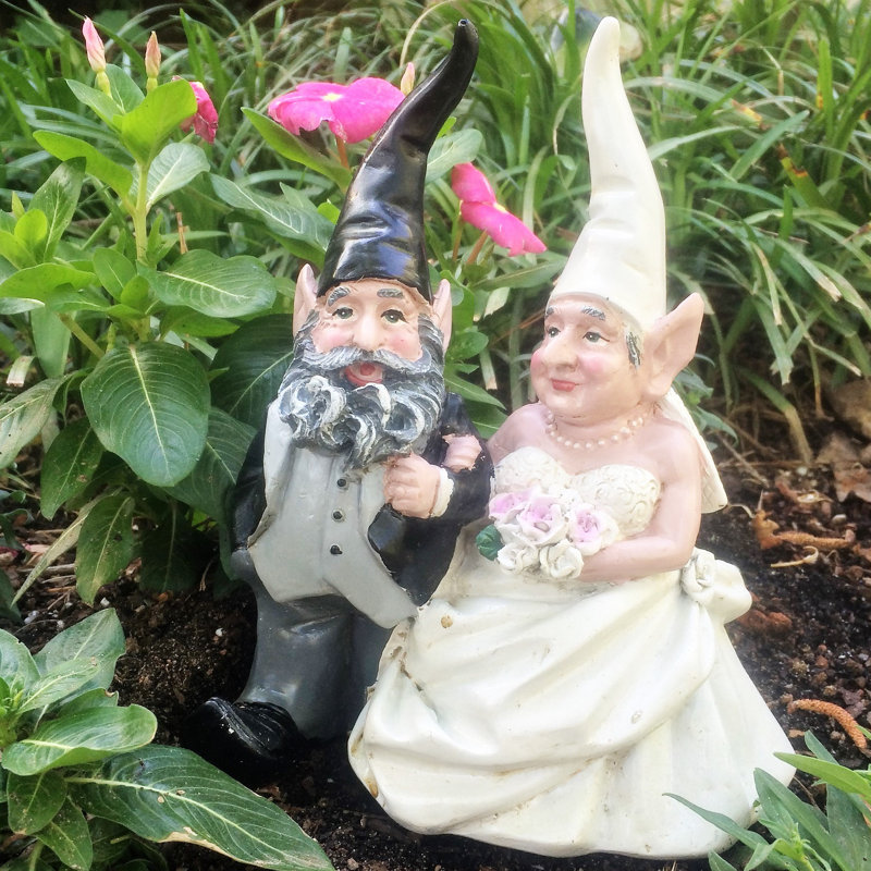 Statue de jardin mariage de mariés Nownay Gnome Bride and Groom, H 7,75 po x l 6,5 po x P 4,13 po